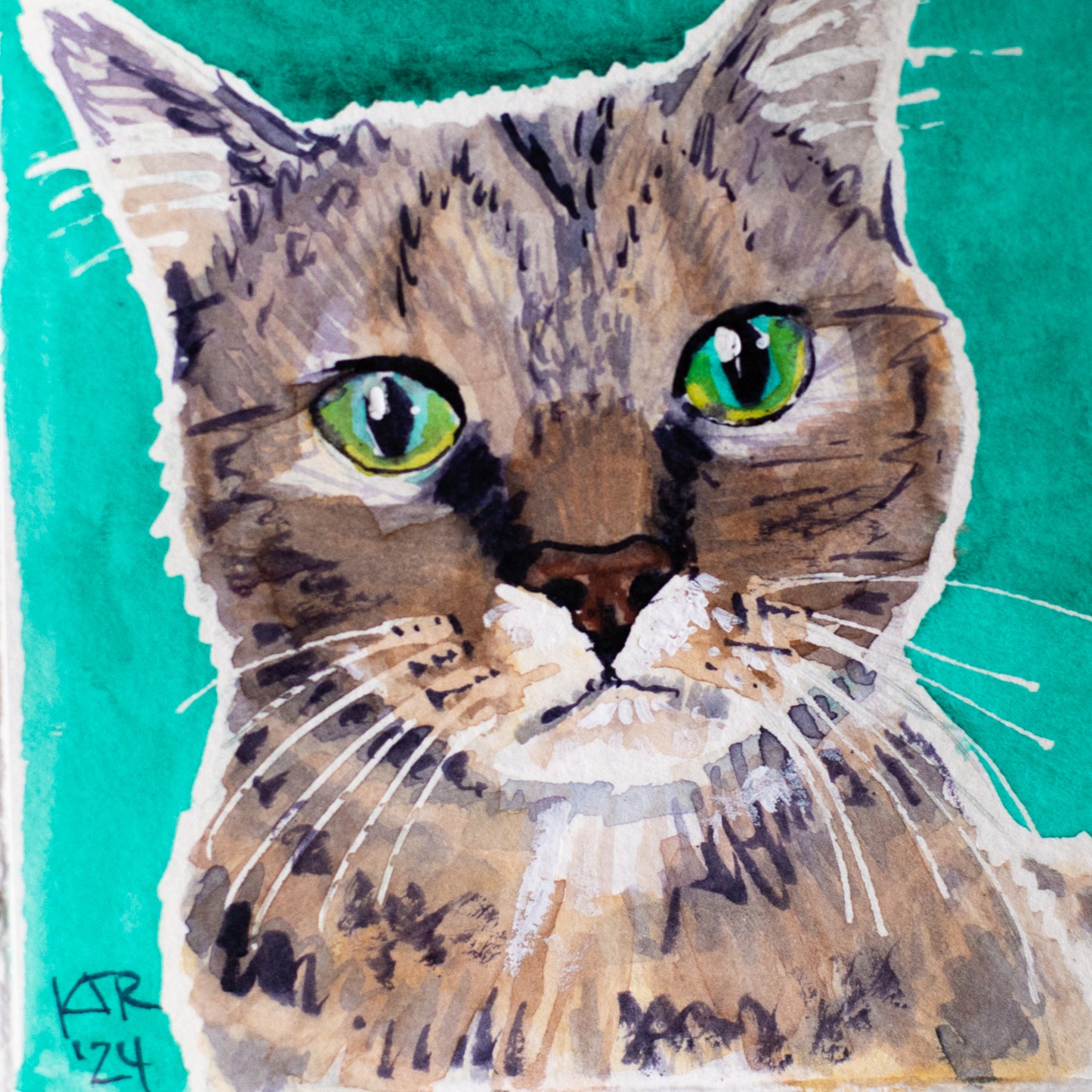 Portable Pet Portrait 4x4inches on Fine Art Cold Pressed Paper