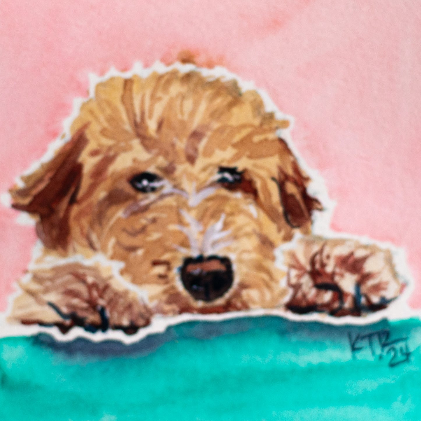 Portable Pet Portrait 4x4inches on Fine Art Cold Pressed Paper