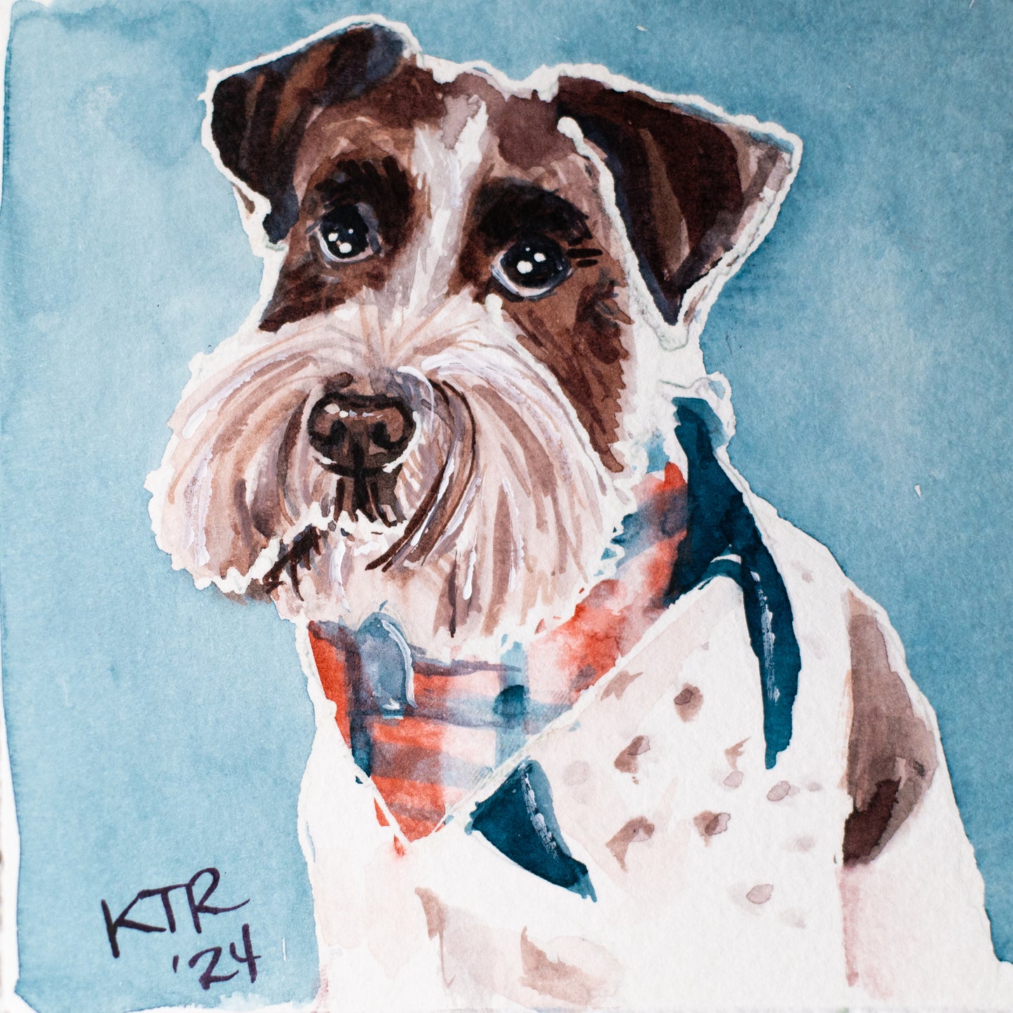 Portable Pet Portrait 4x4inches on Fine Art Cold Pressed Paper