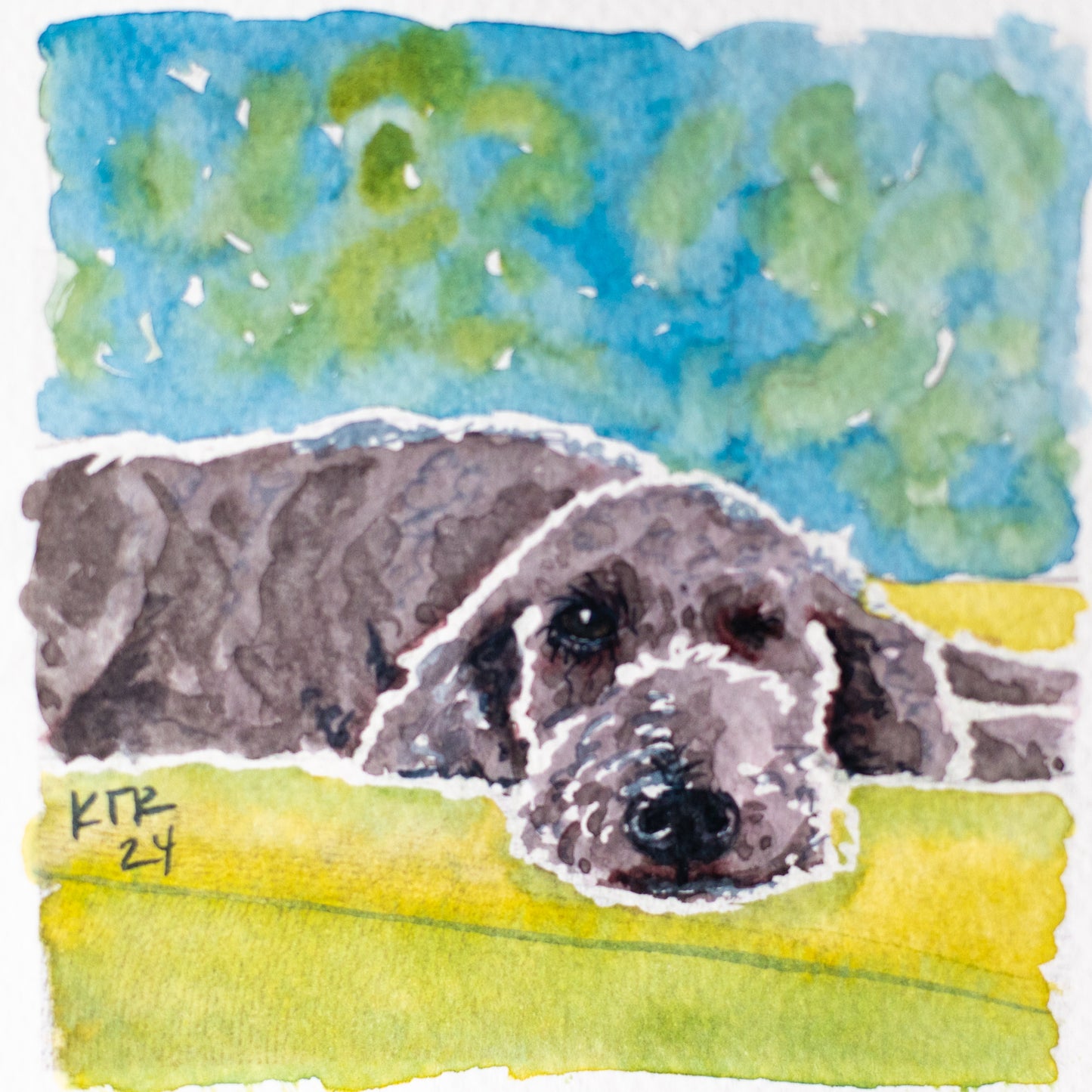 Portable Pet Portrait 4x4inches on Fine Art Cold Pressed Paper